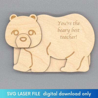 bear themed gift card holder overhead view