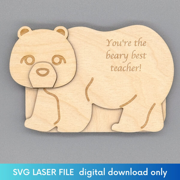 bear themed gift card holder overhead view