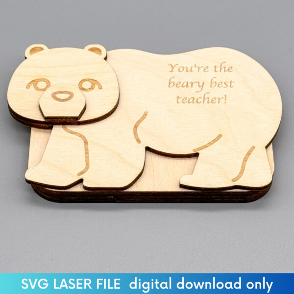 bear themed gift card holder side view